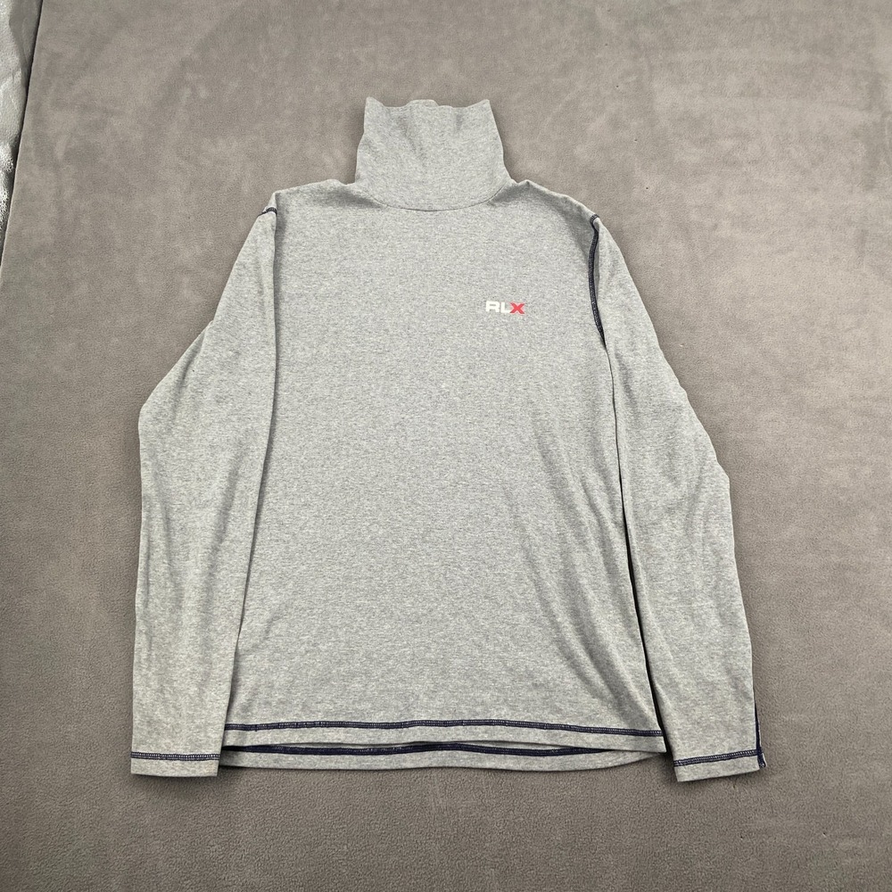 RLX Ralph Lauren Polo Sport Shirt Mens Large Heather Gray Cotton Turtleneck